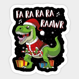 Fa Ra Ra Ra Ra Rawr Santa Dinosaur T Rex Funny Christmas Sticker